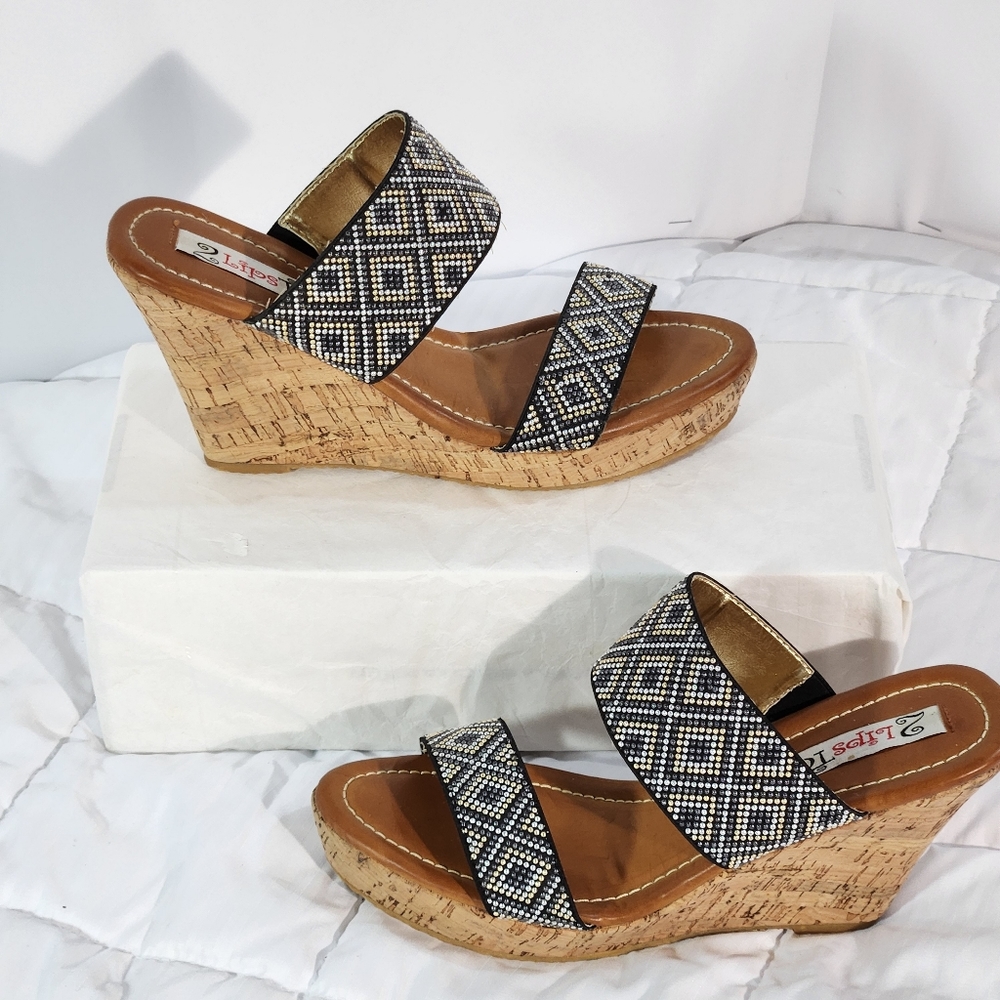 2 LIP TOO 💋 WEDGES SANDAL SIZE 6 - Picture 2 of 12